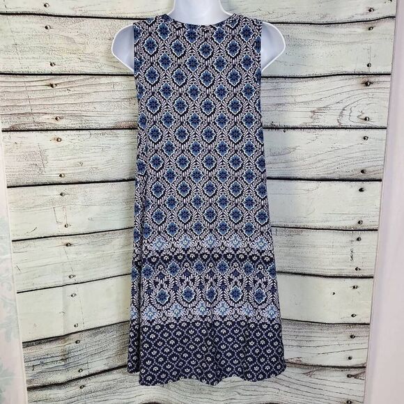 LOFT Women’s Sleeveless Floral Print Dress XS Blue Boho Swing Tank Dress Rayon B - Picture 4 of 7
